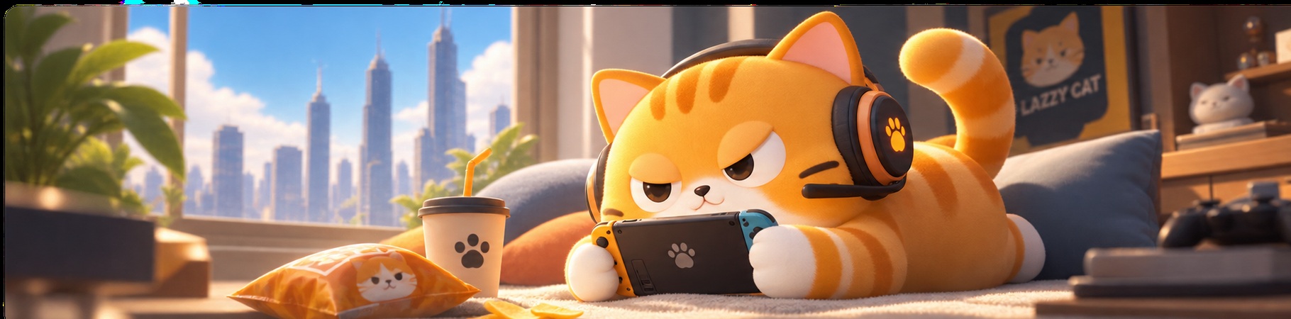 Lazzy Cat gaming illustration
